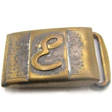 Vintage Letter E Initial Belt Buckle 1970s Solid Brass Monogram Chunky Western