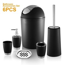 Bathroom Accessories, 6Pcs Plastic Bathroom Set Soap Dispenser Toothbrush Holder