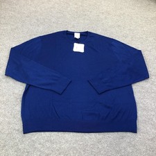Calvin Klein Sweater Mens 2XL Blue Wool Blend Crewneck Pullover Lightweight Knit