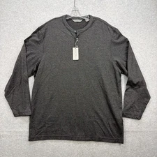 Daniel Cremieux Henley Shirt Mens XXL Charcoal Black Long Sleeve Tee Base NEW