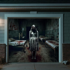 7 X 9 Ft Halloween Ghost Door Cover, Horror Hospital