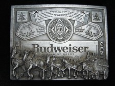 PK15145 VINTAGE 1970s BUDWEISER KING OF BEERS CLYDESDALES BERGAMOT BUCKLE