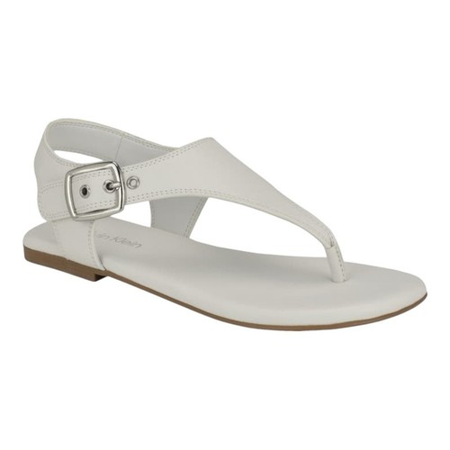 Calvin Klein Moraca Ankle Strap Sandal Women's White Manmade Slide Size 8