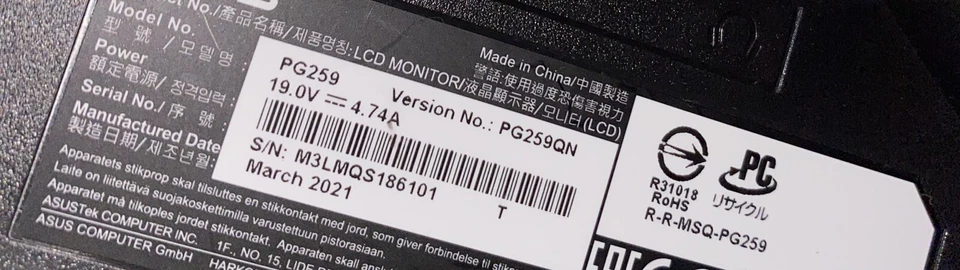 ASUS Rog Swift PG259QN 24.5" LED Gaming 360hz Monitor - Image 4 of 4