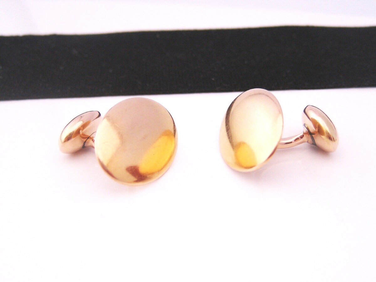 Boutons De Manchette Vintage Art Déco En Or Bloom 14K – Style Bean Back – Époque Edwardian – Marque William Link – Avec 2 Diamants