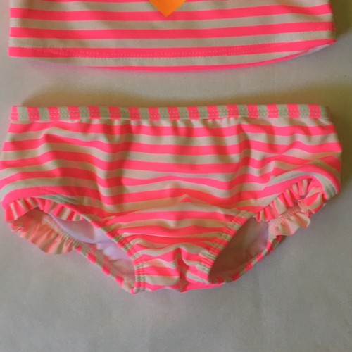 Girls Bathing Suit Size 12 Months New Nwt Tankini 2 Piece Heart Orange Striped - Picture 5 of 12