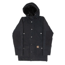 Carhartt Wip Trapper Faux Hood Hood Womens Parka Jacket Black Hooded S