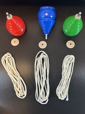 3 Spinning Wood Top Toys Made In USA