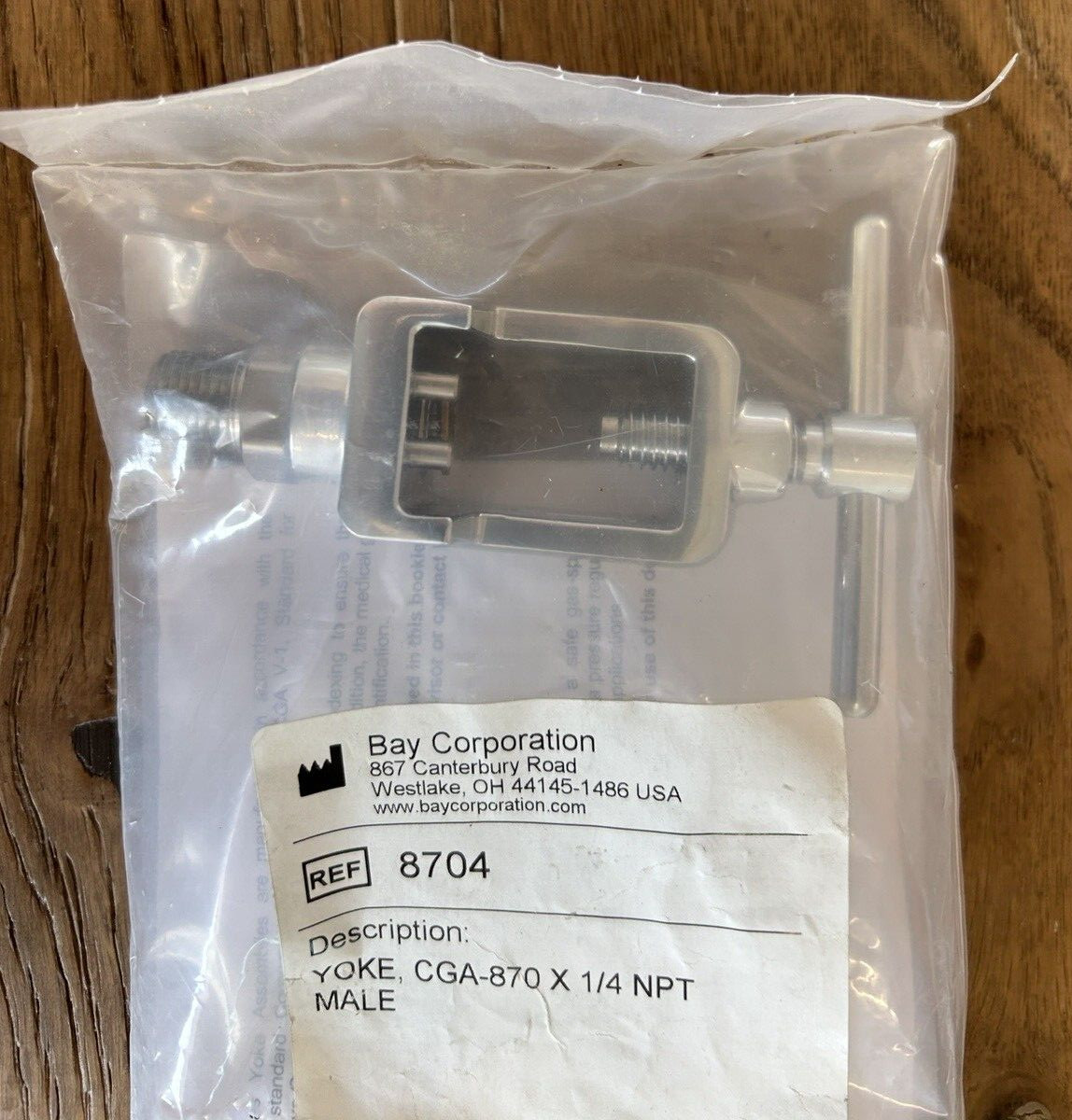 Bay Corp Ref 8704 Medical Gas Yoke Assembly; CGA-870 x 1/4 NPT Male
