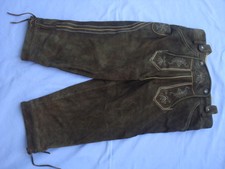 Trachten Kniebund Ziegen Lederhose, Gr. 52/54, dunkelbraun inkl. Träger