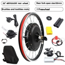 20 Inch 48V 1000W Electric Bicycle Rear Wheel Ebike LED Hub Motor Conversion Kit