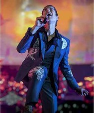 Men Blue 3Pc Customized Eagle Cactus Embroidered Moon Wedding Western Nudie Suit