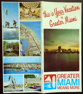 1960 Greater Miami FL Vacation Guide with Foldout Map & Key, Color Photos