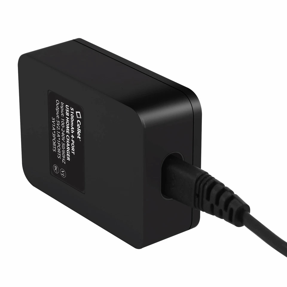 5V 25Watt 5.1Amp 4 Port USB Desktop Charging Station/Travel Wall Charger Black. - Image 3 of 4
