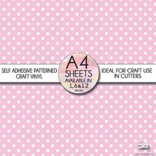 Pink Polka Dot Self Adhesive Patterned Vinyl A4 Sheets For Silhouette / Cricut