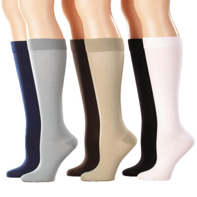 Sierra Socks Women's Nylon Compression Socks - 15-20 MmHg Knee High, Made In USA, For Travel & Support