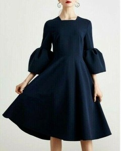 navy blue midi dress with sleeves