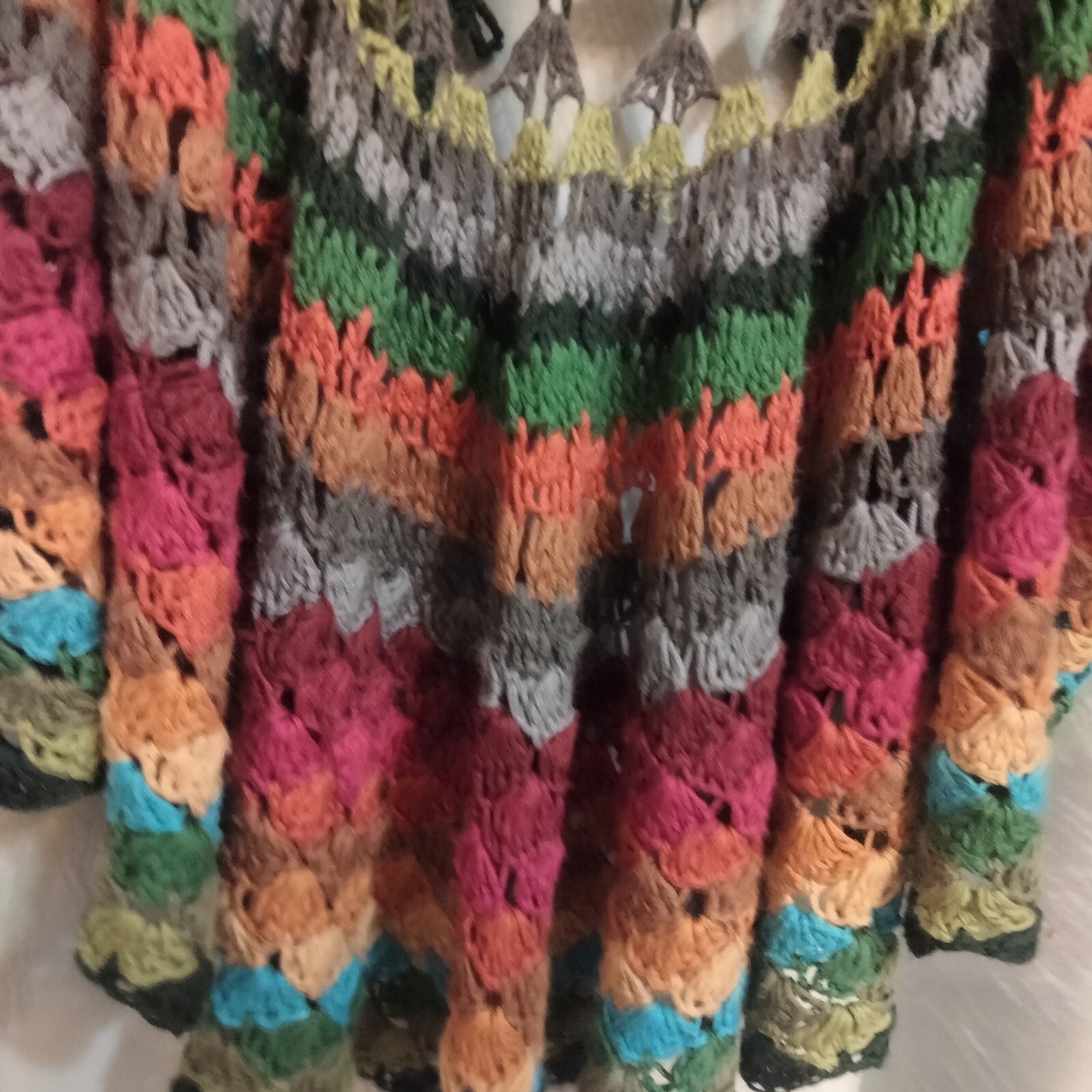 Women's Crochet Colorful Maxi Sweater Small - image 4