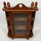 Vintage Wood Glass Door Table Top Wall Hanging Display Curio Trinket Cabinet