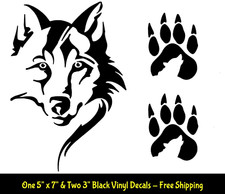 Wolf Tribal Animal 7" x 5" Black Vinyl Decal Car Truck Windows Laptop Notebook