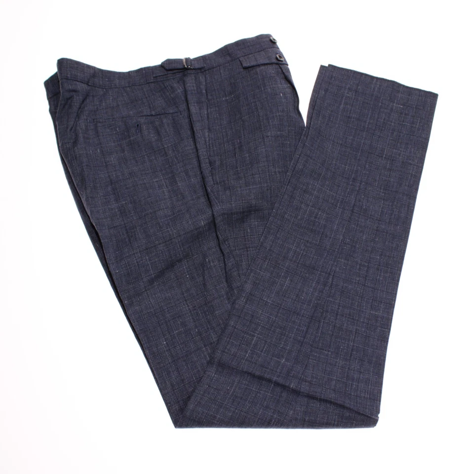 Incotex NWT Dress Pants Size 56 (US 40) Slim Fit in Blue Linen & Wool Blend - Image 2 of 4