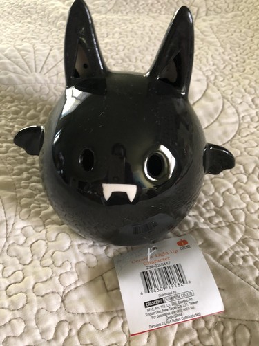 Keramik Halloween Fledermaus LED Laterne 2022 mit Hangtag Halbmond Enterprise Zielscheibe - Bild 2 von 3