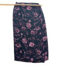 Geoffrey Beene Sport Womens Size 10 Polyester Wrap Skirt Black Pink Floral Rose