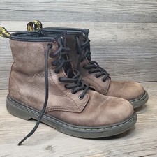 Size US 3 Dr Martens Delaney Kids Boots Leather Uppers side zipper brown