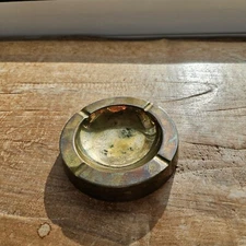 Vintage 4" Round Brass gold colored Pipe, Cigar or Cigarette Ashtray