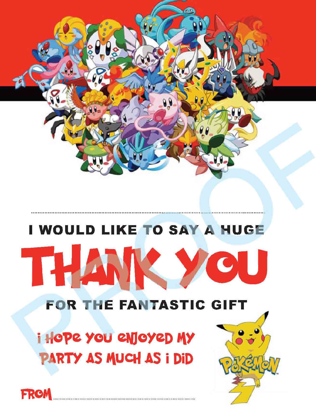 POKEMON Pack of 10 THANK YOU CARDS Kids Children birthday | eBay