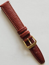 16mm - Classic Style Tan Leather Watch Band - Gold Buckle / w Pins