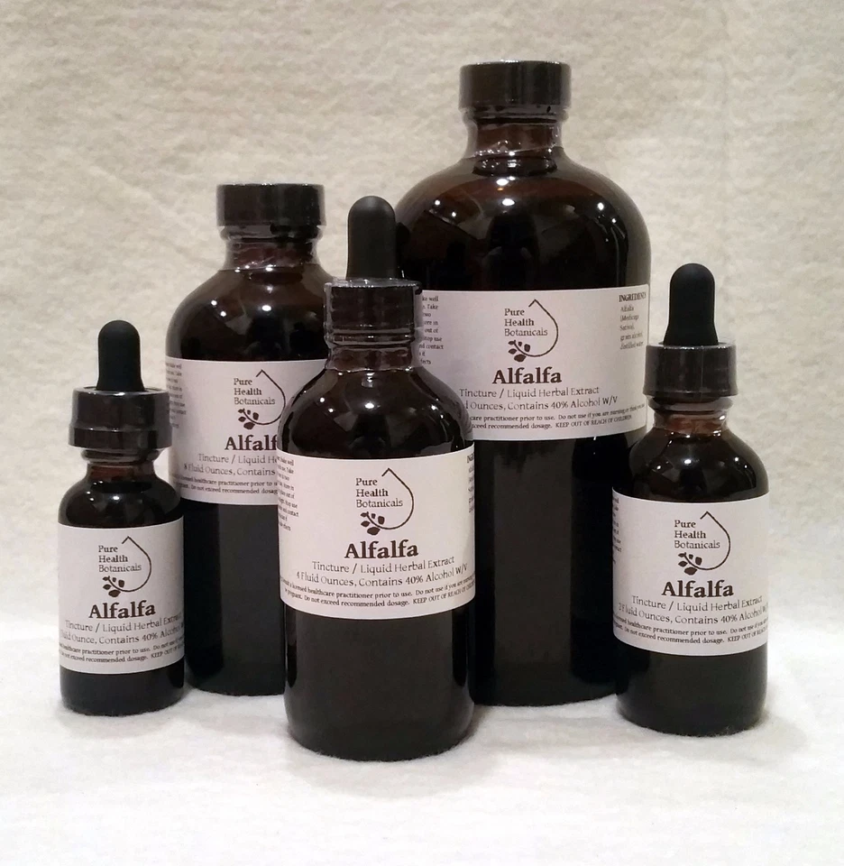 PURE HEALTH BOTANICALS Alfalfa Tincture, Extract, Meidcago Sativa, Multiple Sizes, Highest Quality