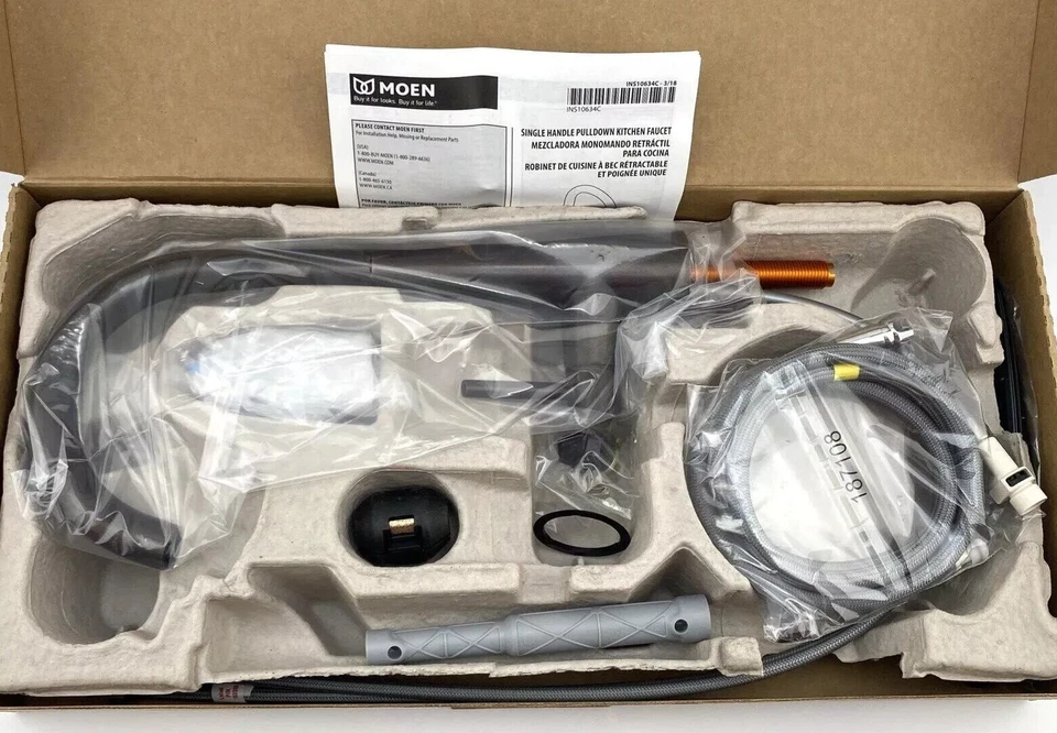 🌱 Moen SLEEK 1手柄高弧推拉厨房龙头-油磨青铜阅读 — 第 2/4 张图片