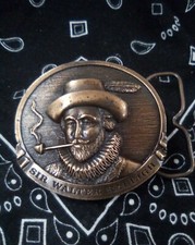 SIR WALTER RALEIGH CIGARETTE BRASS BELT BUCKLE WITH BOTTLE OPENER 1978 TOBACCO