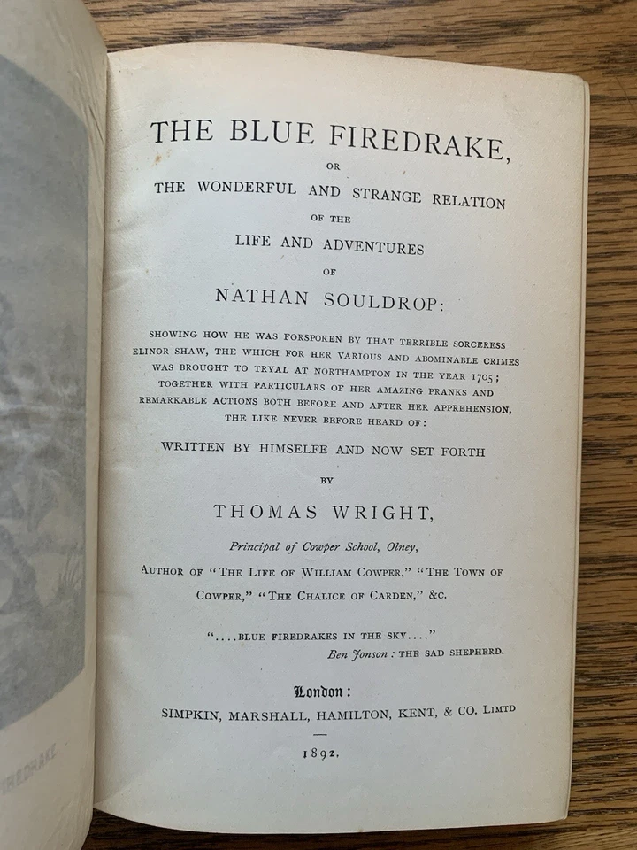 The Blue Firedrake (Thomas Wright - 1892 First Edition) Simpkin Marshall - Image 3 of 4