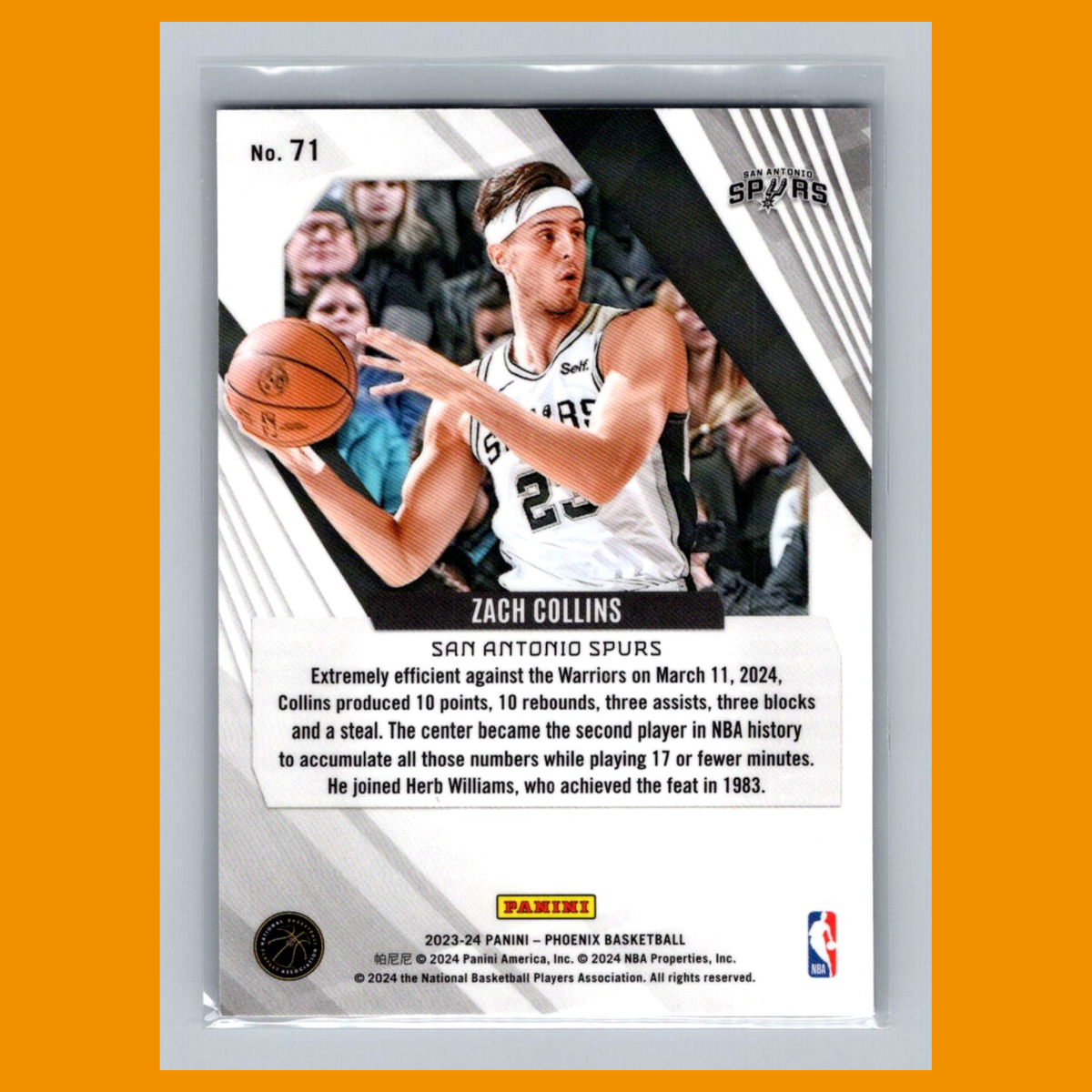 Zach Collins #71 2023 Panini Phoenix Red Ice San Antonio Spurs