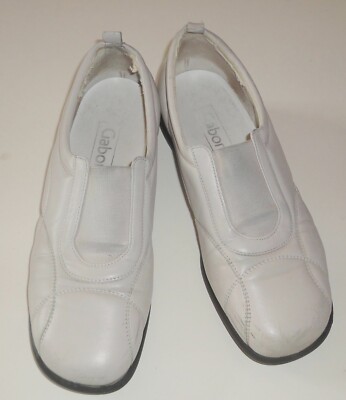Damen Halbschuhe Slipper  GABOR Gr. 7 Elfenbein Leder