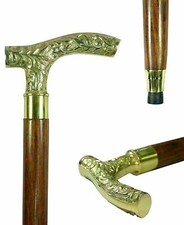 Vintage Solid Brass Handle Antique Style Victorian Wooden Walking Stick Cane