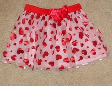 Celebrate Toddler Girls Valentines Skirt Hearts on Tulle Overlay Size 2T