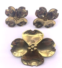 Stuart NYE Sterling Silver Copper Gold Tone Earring Brooch Set Screw Back