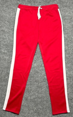 Rue21 Track Pants Mens L Red White Drawstring Stripe Elastic Waist Jogger New