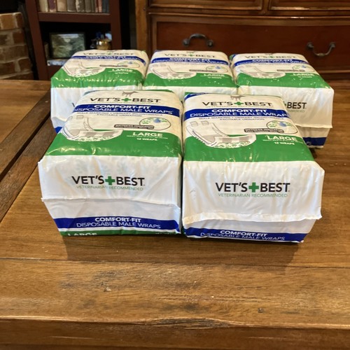Lot (5) Vets Best Comfort Fit Disposable Male Wrap 12 Count Large New (60 Total) - Picture 3 of 7