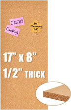 Aitakatta 17x8" Cork Board Tiles Bulletin Board, 1/2" 1Pack, 1/2" Thick
