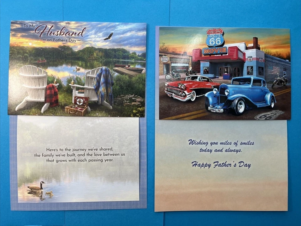 FATHERS Day Cards DAD, Husband any guy vintage vehicles Leanin Tree - Image 2 of 3