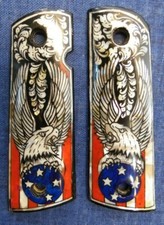 1911 FULL SIZE EAGLE FLAG MOTHER OF PEARL INLAY GRIPS FAST USA SHIPPER