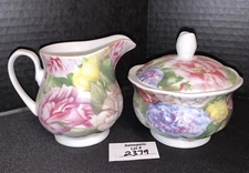 Ceramic Pink Floral Creamer Sugar China Shabby Chic Boho Boho Vintage