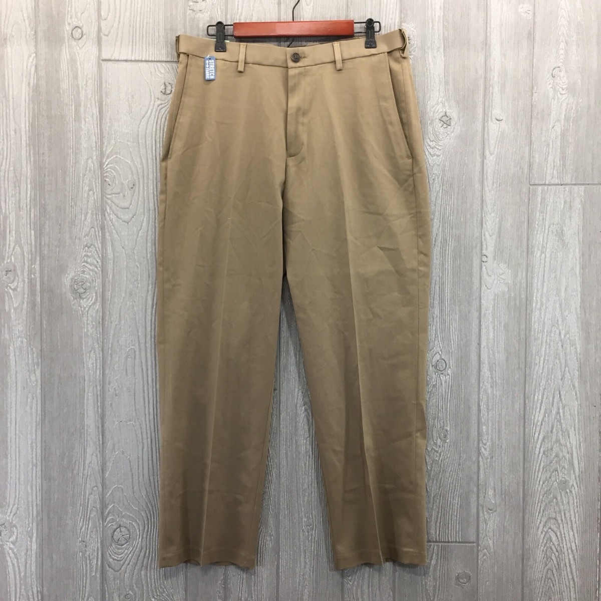 NWT Haggar Mens 34x29 Premium Khaki Classic Fit Flat Front Comfort