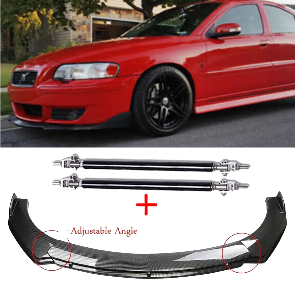 Carbon Fiber Front Bumper Lip Spoiler for Volvo S40 S60 S70 S80 Models