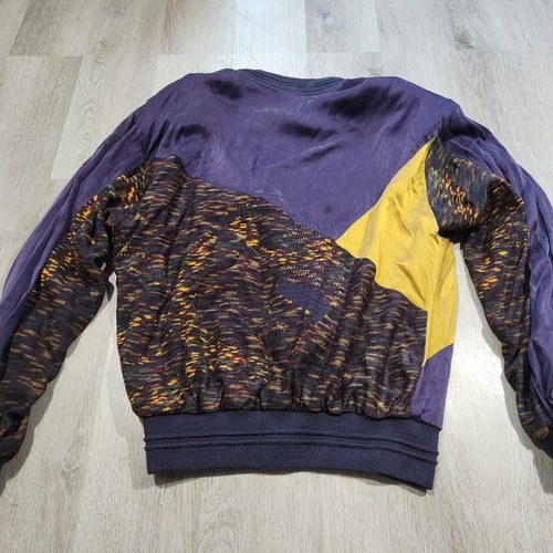 Vintage Saxony Collection Multi Fabric V Neck Sweater Size XL Velvet Multicolor - Picture 4 of 8