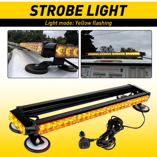 30W LED Emergency Strobe Light Bar - Amber & White, Roof Mount With Magnet (12V, 30 LEDs)